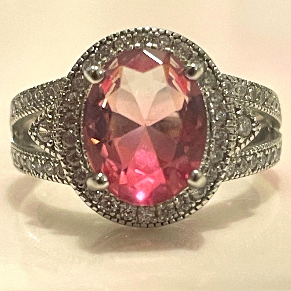 All Around Boutique AAB 925 Pink White Bicolor Tourmaline Sz6 NWOT